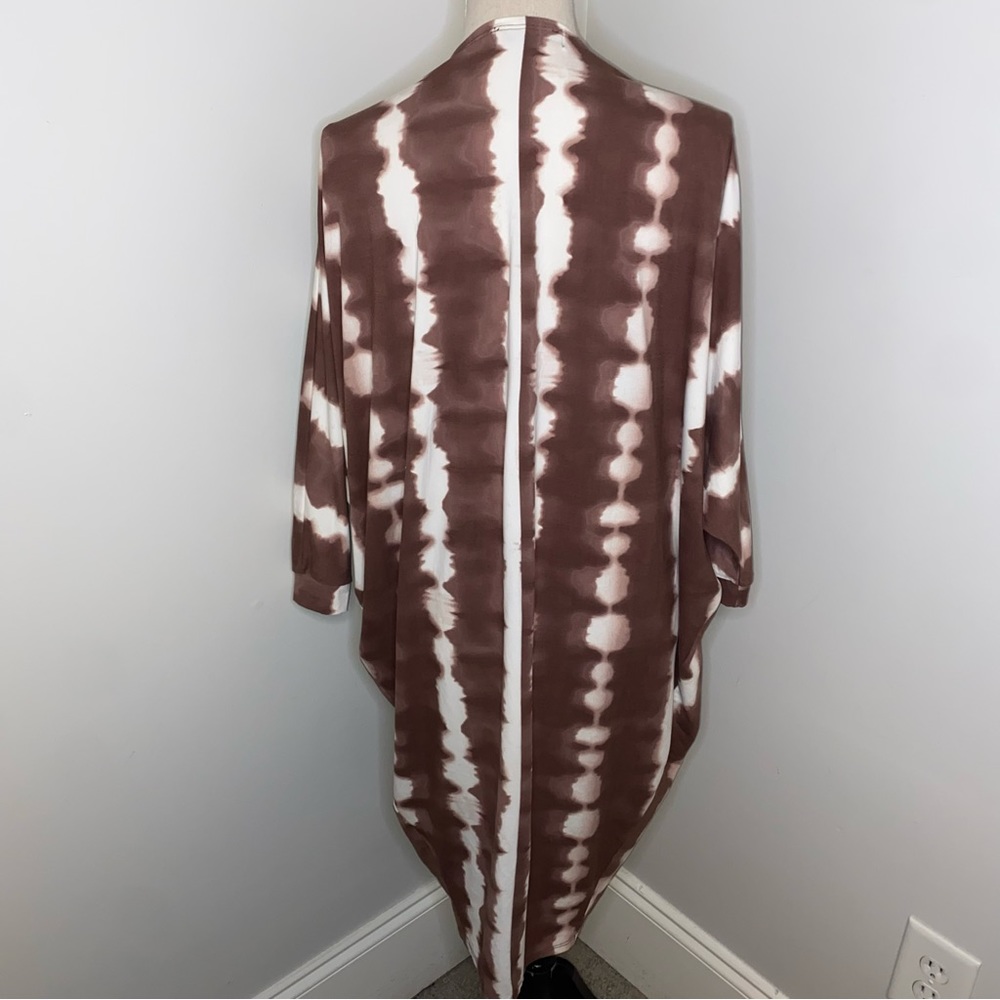 Callie Mac open front oversized tie dye dolman sleeve knit cardigan brown Small - Picture 4 of 7